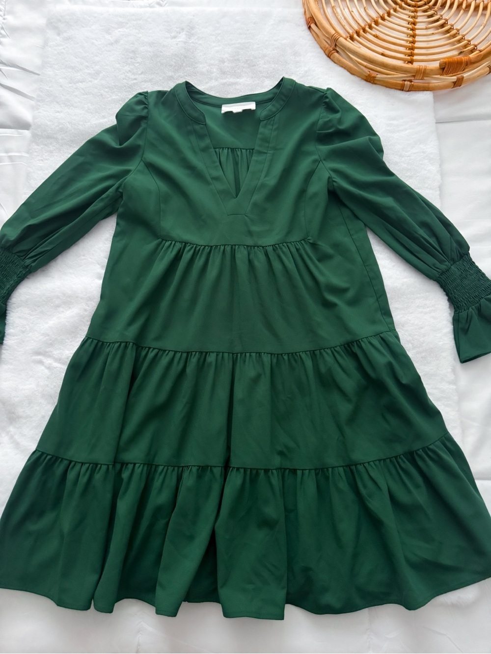 Pomander Place Tuckernuck Hunter Green Crepe Kenzo Dress - Picture 8 of 13
